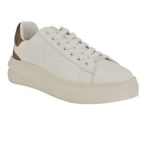 Guess White and Brown Canva Sneakers